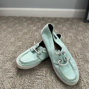 Sperry’s Mint Green Canvas Boat Shoes
